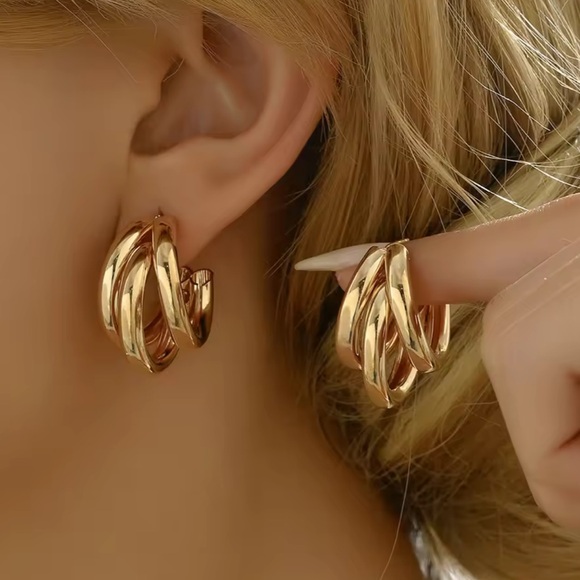 Elegant Gold Hoop Earrings - Picture 1 of 3